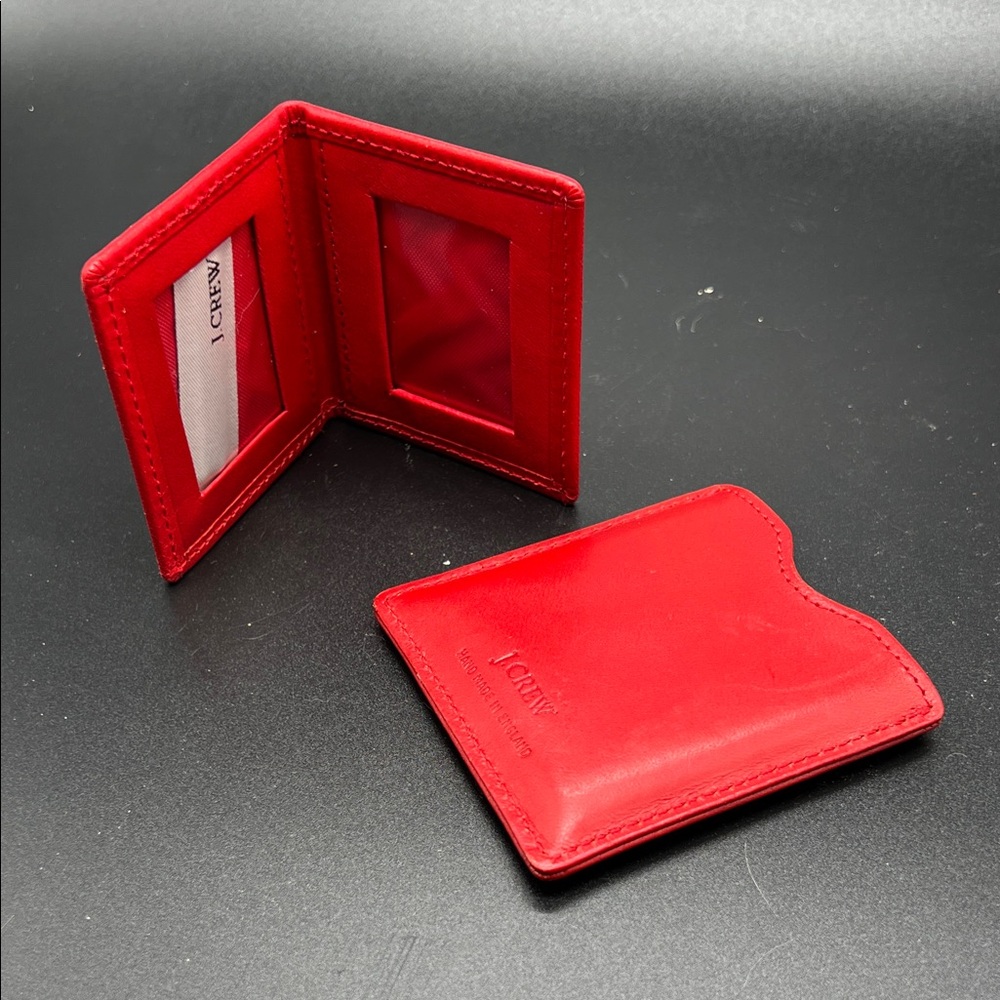 J. Crew Red Leather Mini Photo Frame RARE! Handmade in England 🏴 Vintage